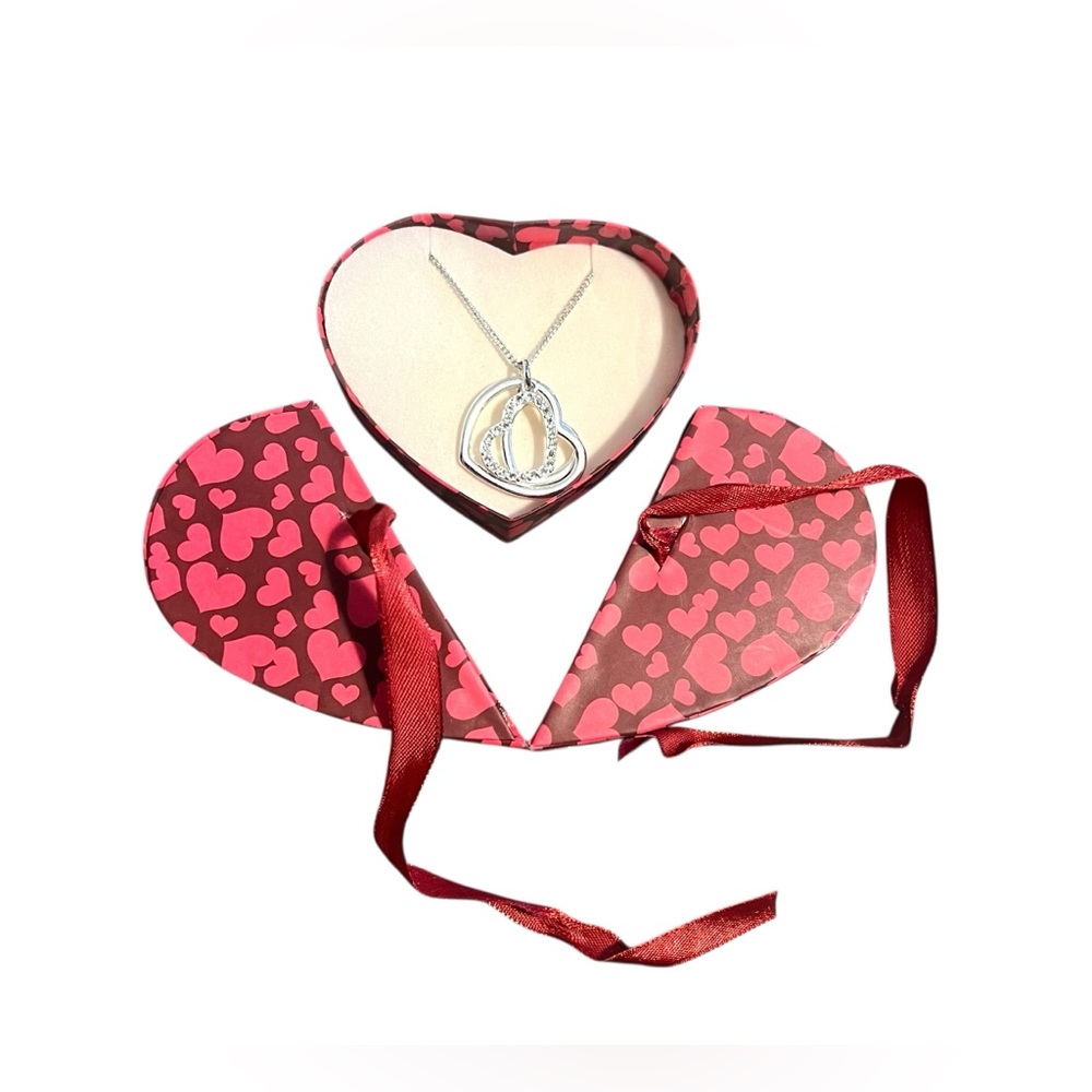AVON Loving Moments Triple Heart Necklace – Silver Tone Rhinestone | 2011